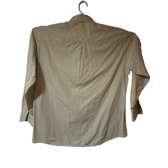 Pront-Uomo Mens Long Sleeve Button up Dress Shirt Tan 100% Cotton Size 16/32-33 - Picture 2 of 4